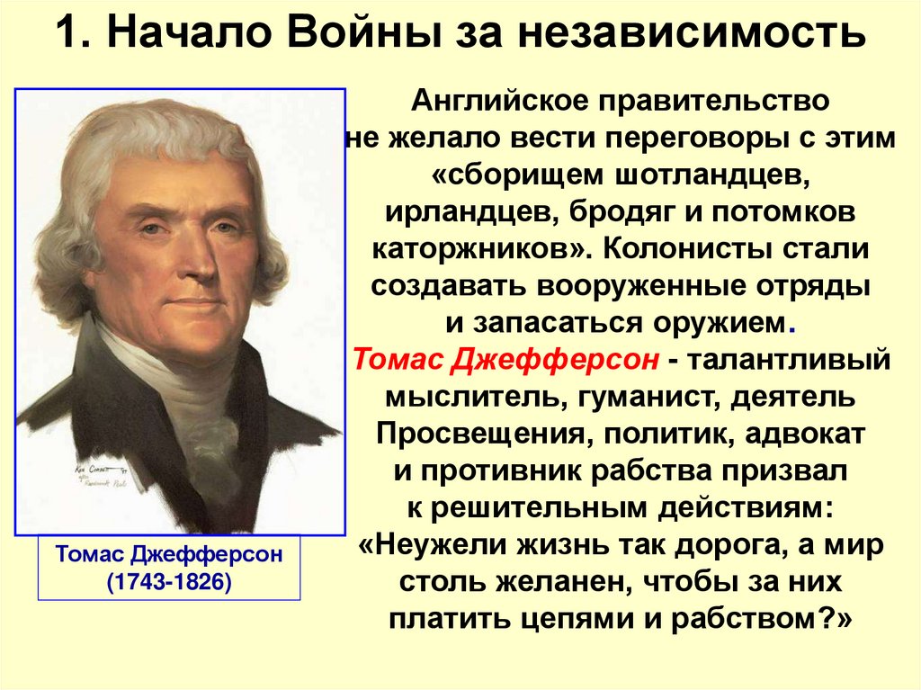 1. Начало Войны за независимость