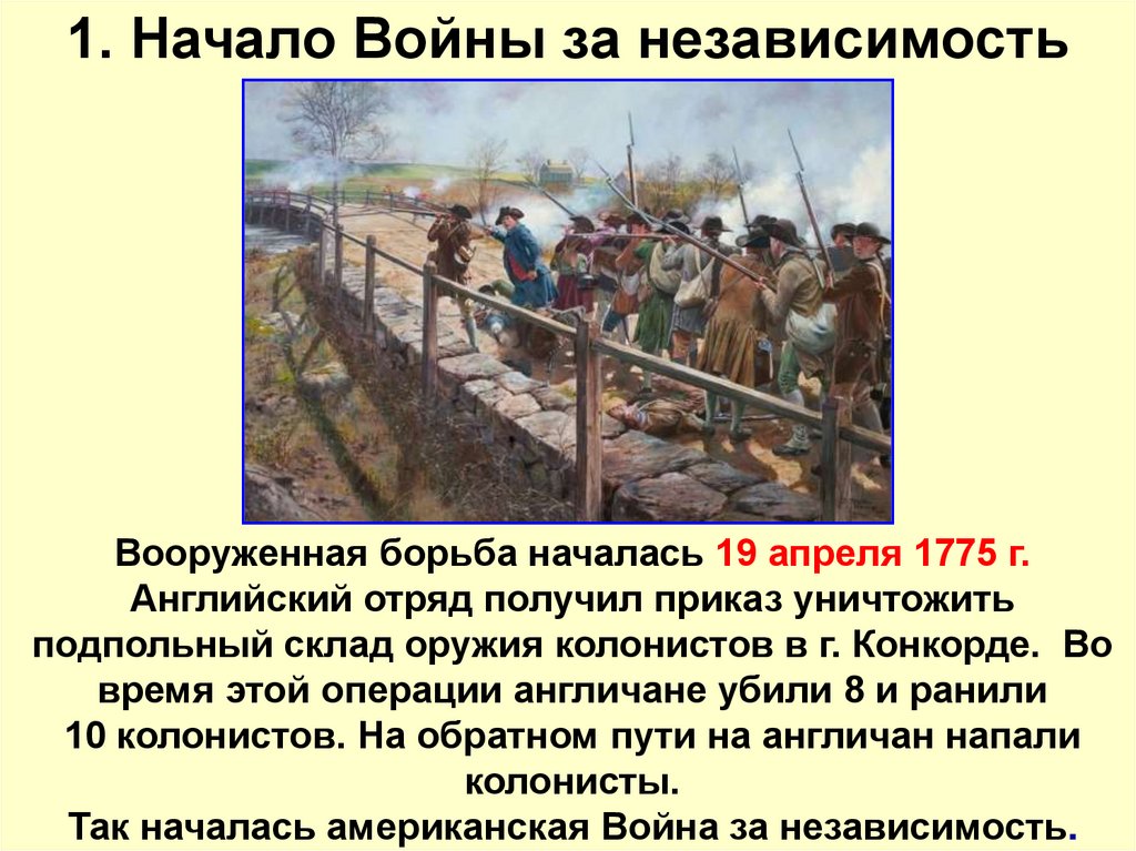 1. Начало Войны за независимость