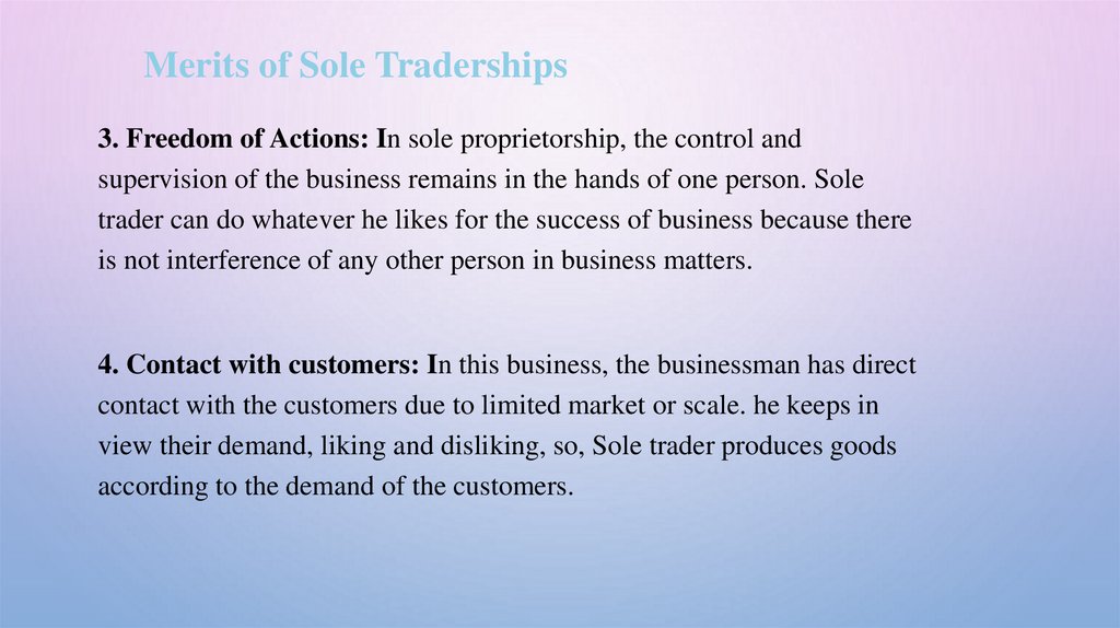 Merits of Sole Traderships
