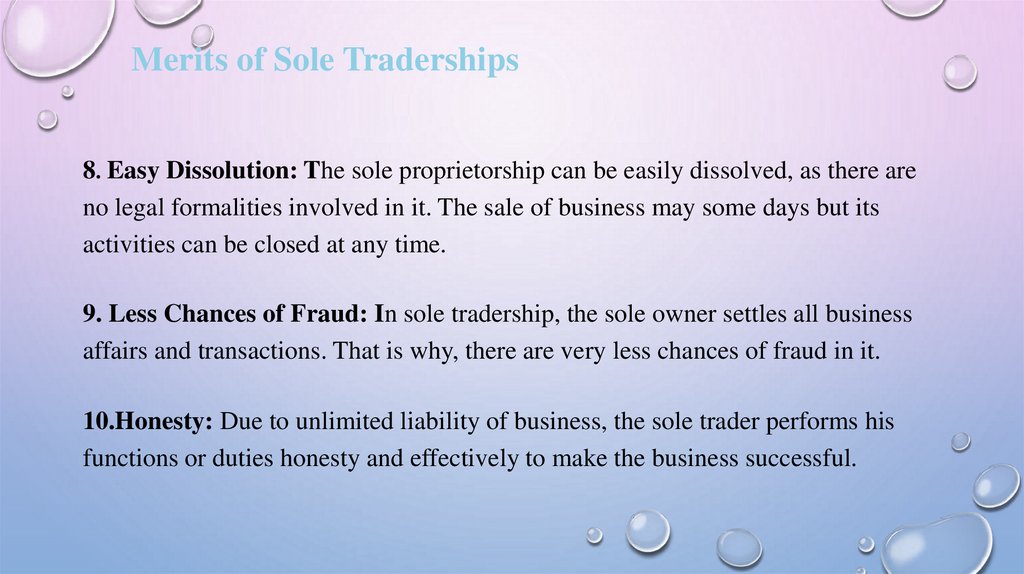 Merits of Sole Traderships