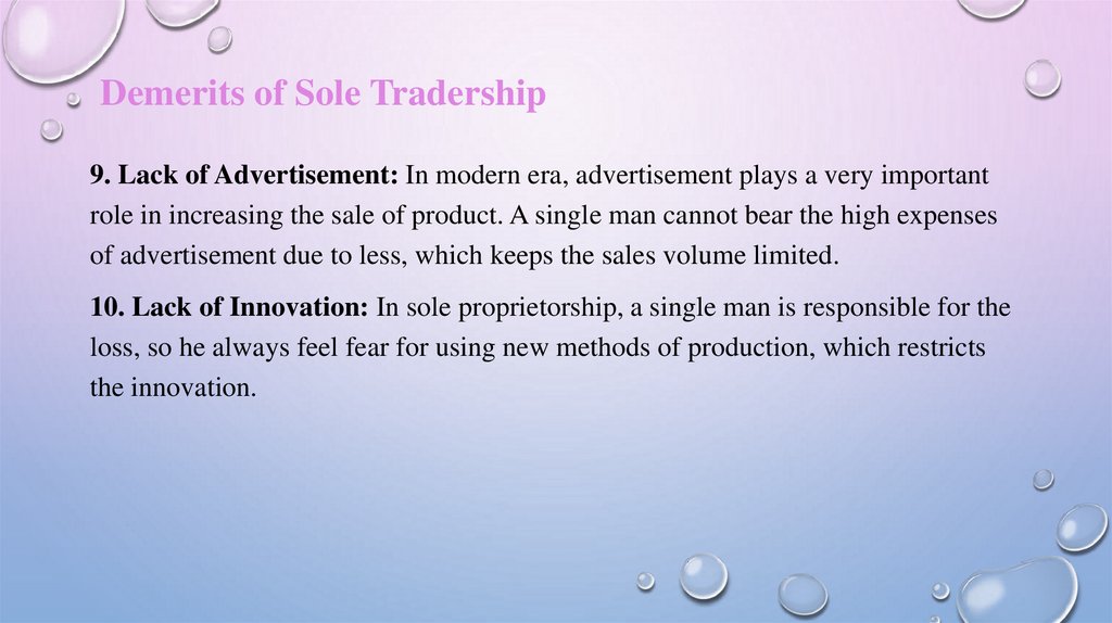 Demerits of Sole Tradership