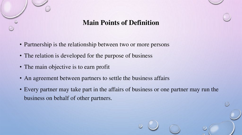 Main Points of Definition