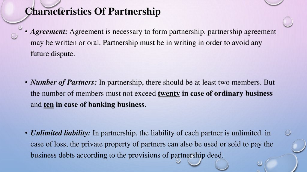 Characteristics Of Partnership