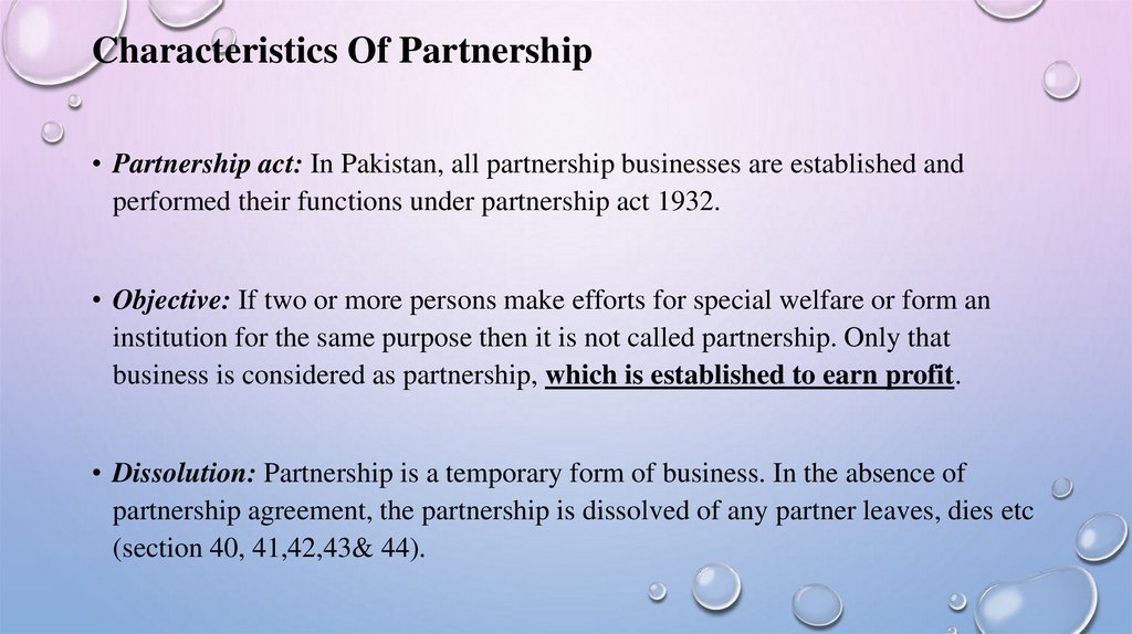 Characteristics Of Partnership
