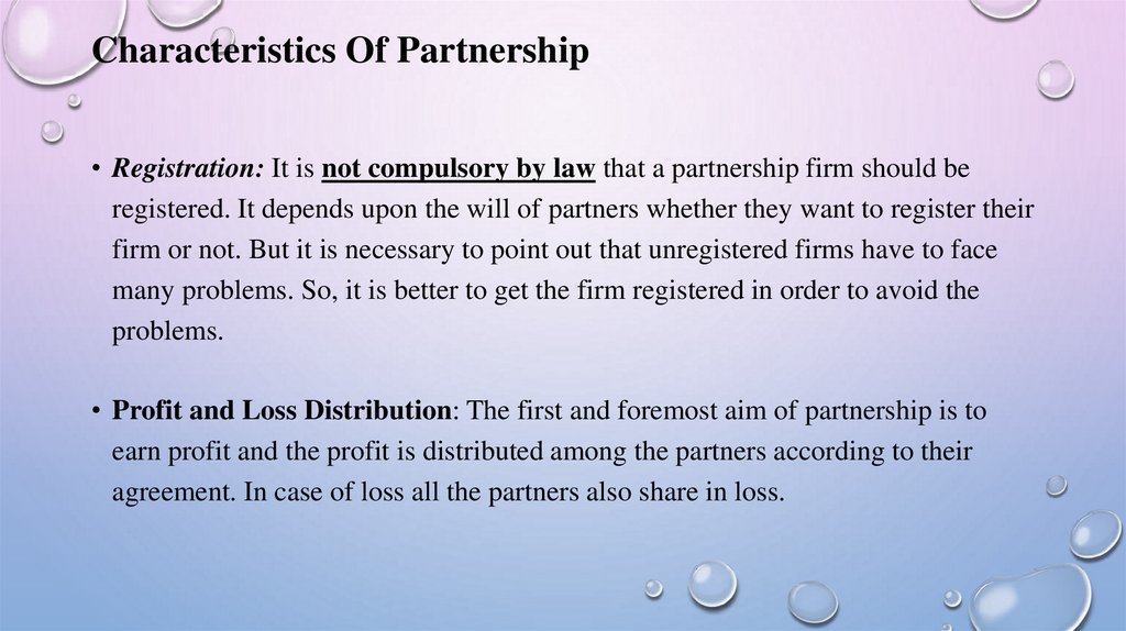 Characteristics Of Partnership