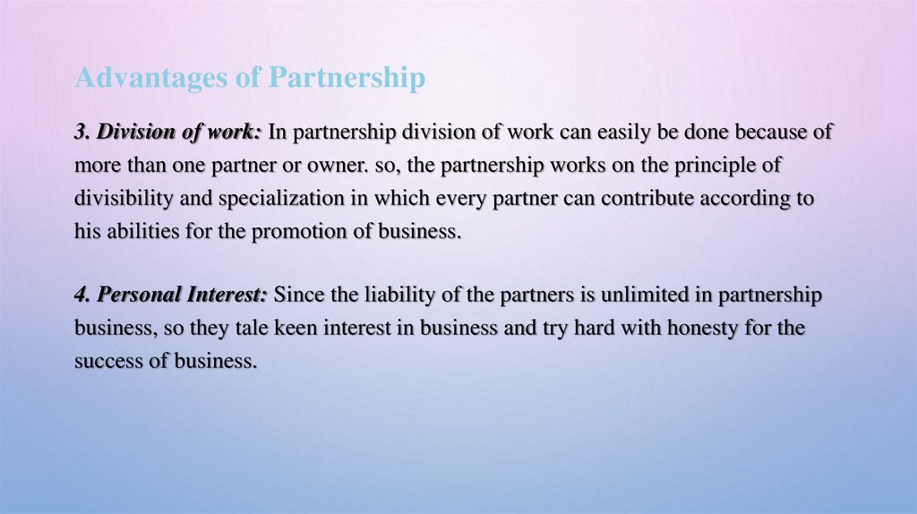 Advantages of Partnership
