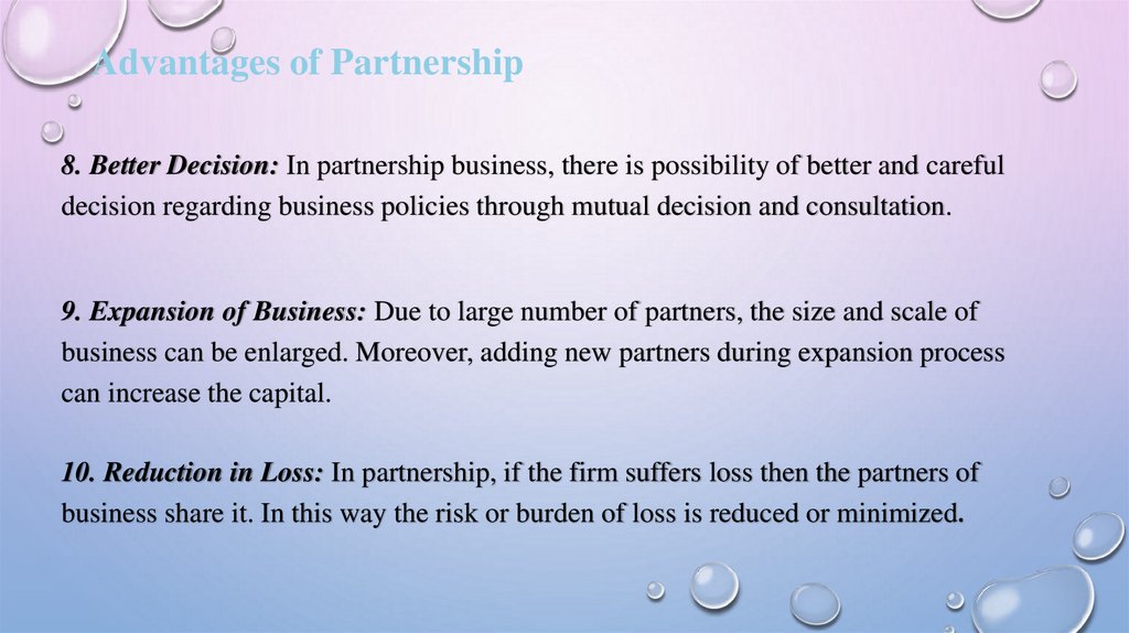 Advantages of Partnership