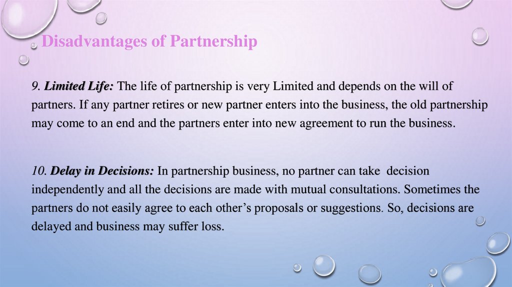 Disadvantages of Partnership