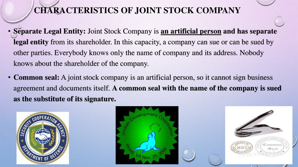 Characteristics of Joint Stock Company