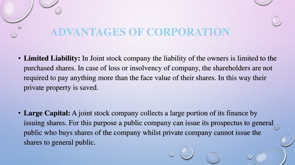 Advantages of Corporation