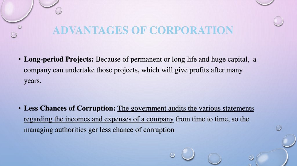 Advantages of Corporation