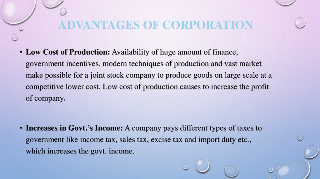 Advantages of Corporation