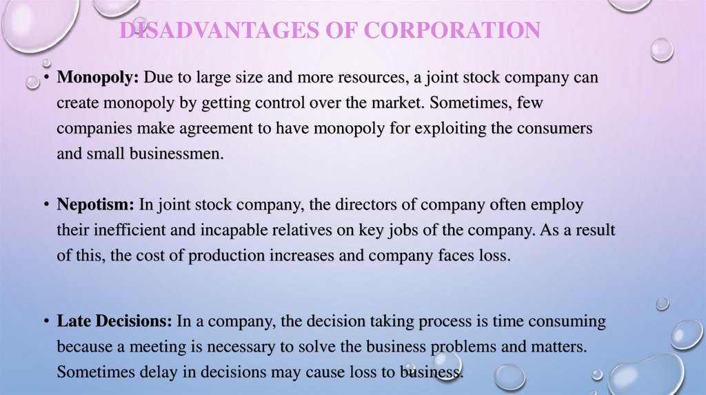 Disadvantages of Corporation