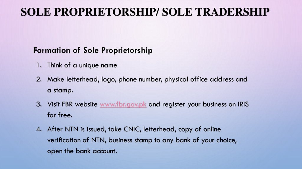 Sole Proprietorship/ Sole Tradership