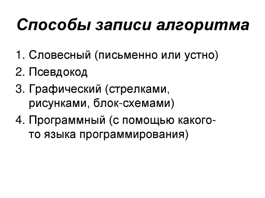 Способы записи алгоритма
