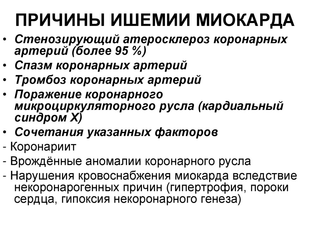 ПРИЧИНЫ ИШЕМИИ МИОКАРДА