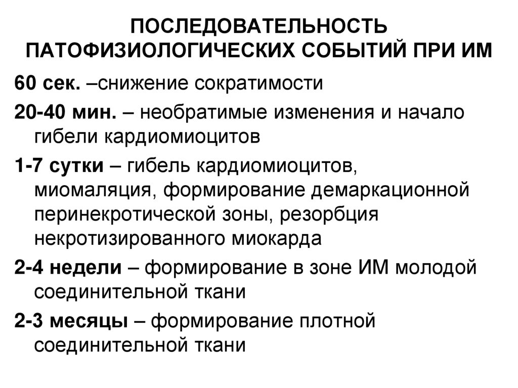 ПОСЛЕДОВАТЕЛЬНОСТЬ ПАТОФИЗИОЛОГИЧЕСКИХ СОБЫТИЙ ПРИ ИМ