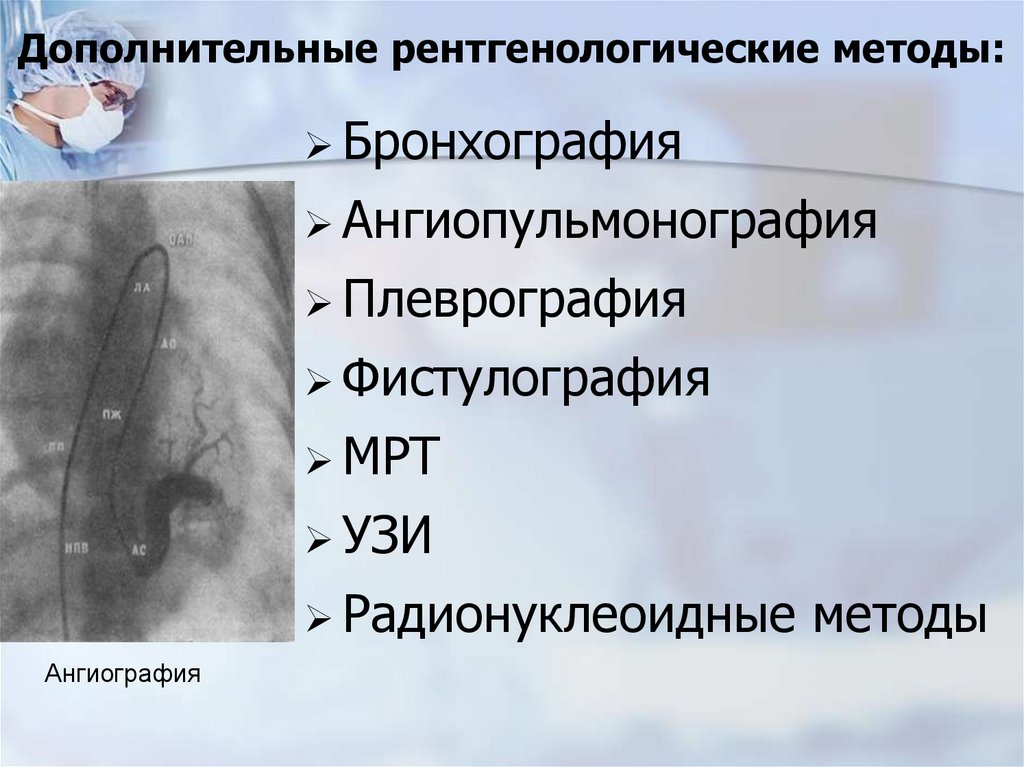 Дополнительные рентгенологические методы: