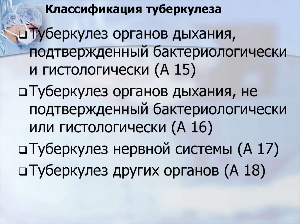 Классификация туберкулеза