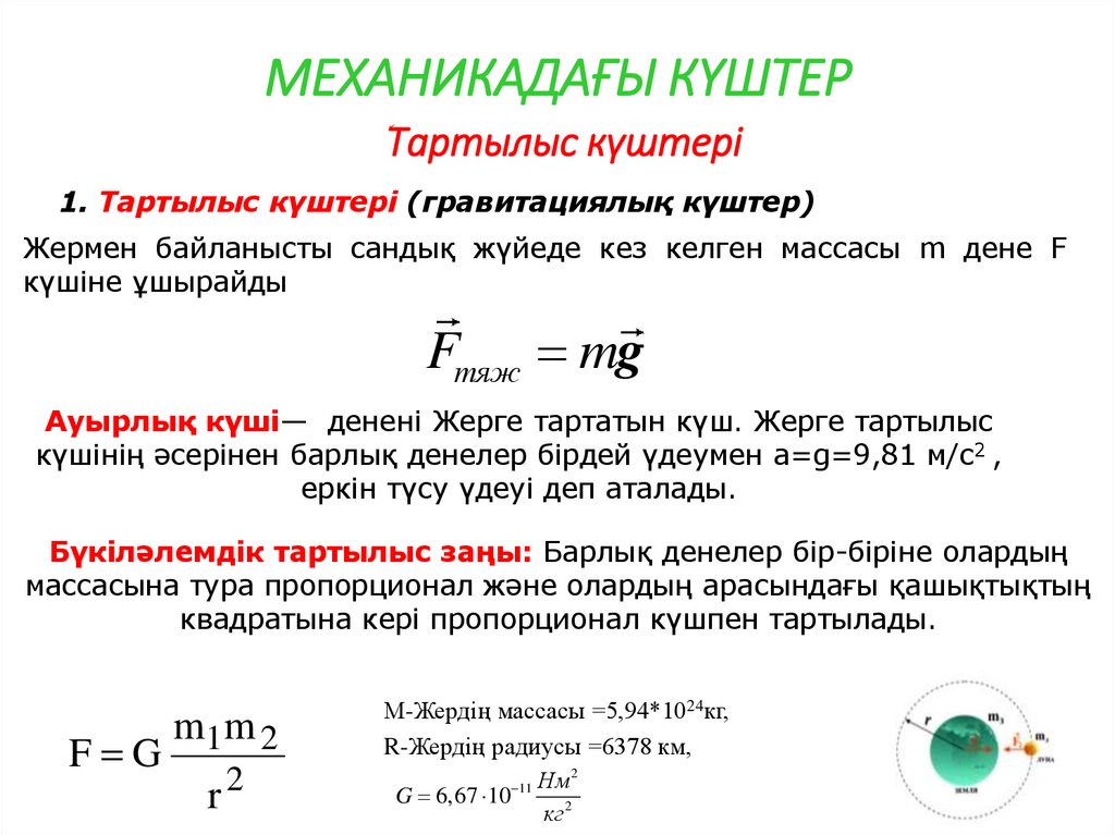 МЕХАНИКАДАҒЫ КҮШТЕР Тартылыс күштері