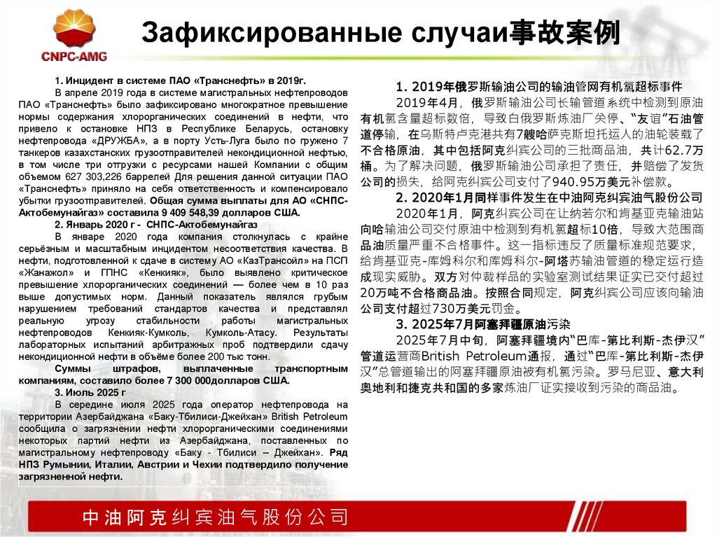 Зафиксированные случаи事故案例