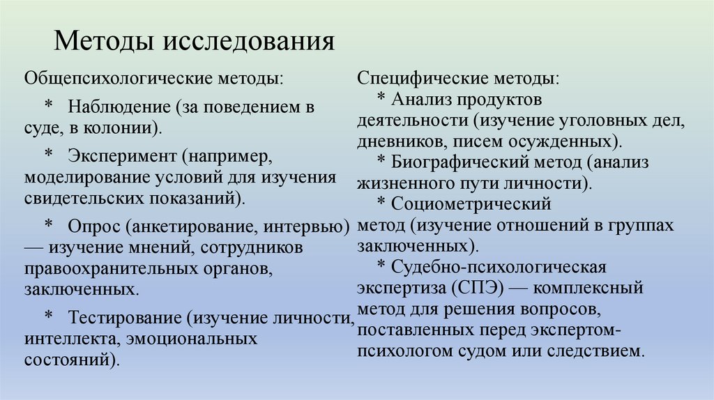 Методы исследования