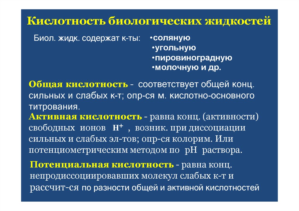 Кислотность биологических жидкостей