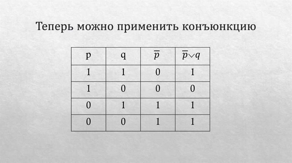 Теперь можно применить конъюнкцию