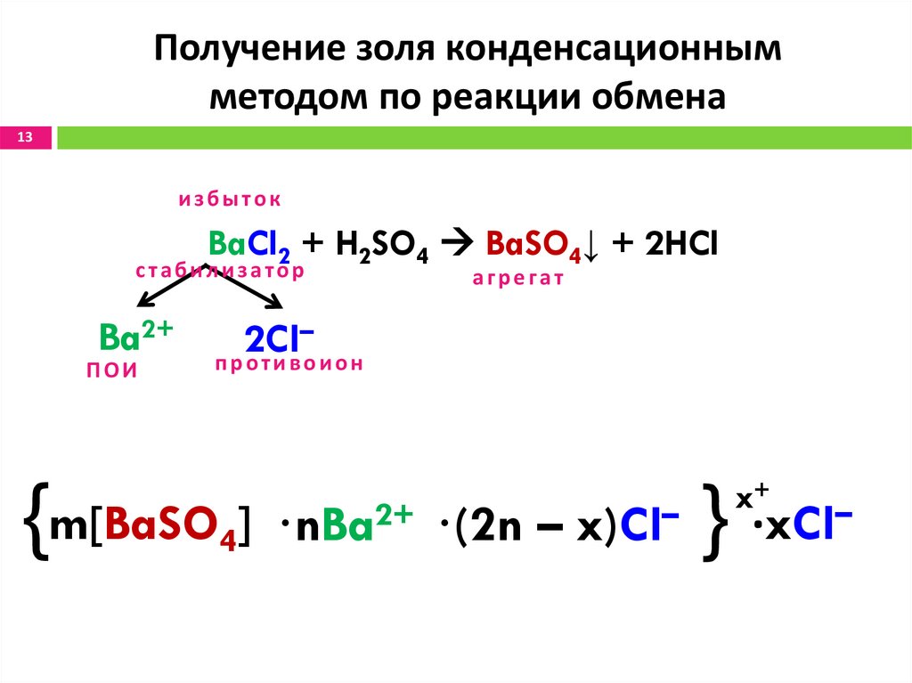 Получение золя конденсационным методом по реакции обмена