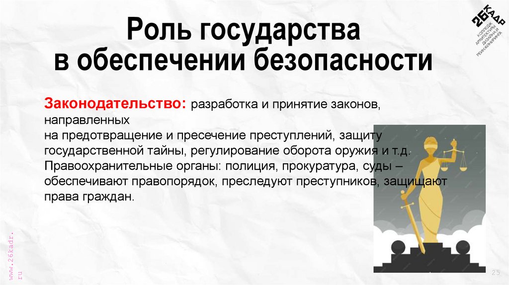 Роль государства в обеспечении безопасности