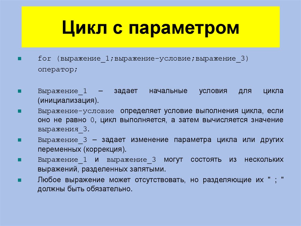 Цикл с параметром