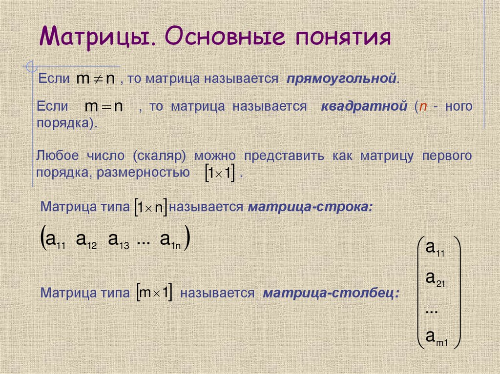 Матрицы. Основные понятия