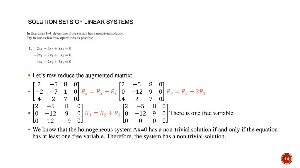 Solution Sets of Linear Systems
