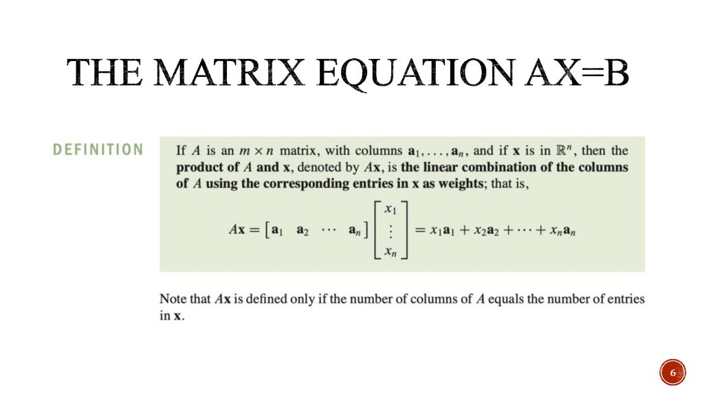 The matrix equation ax=b