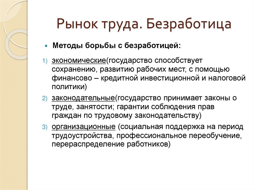 Рынок труда. Безработица