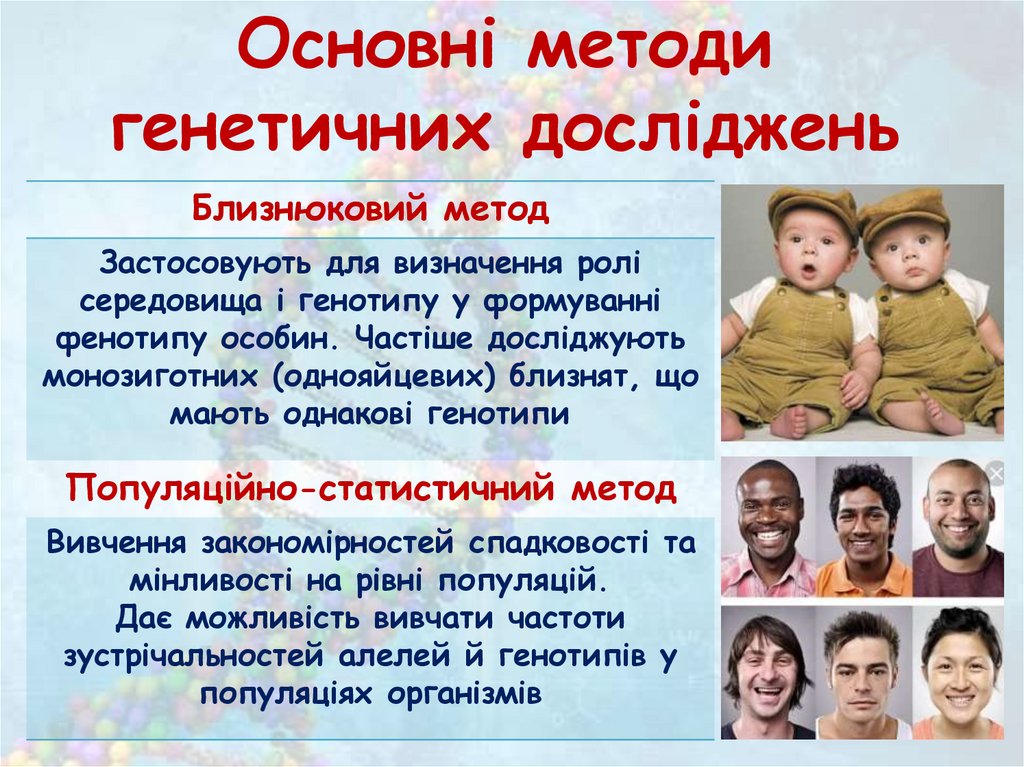 Основні методи генетичних досліджень