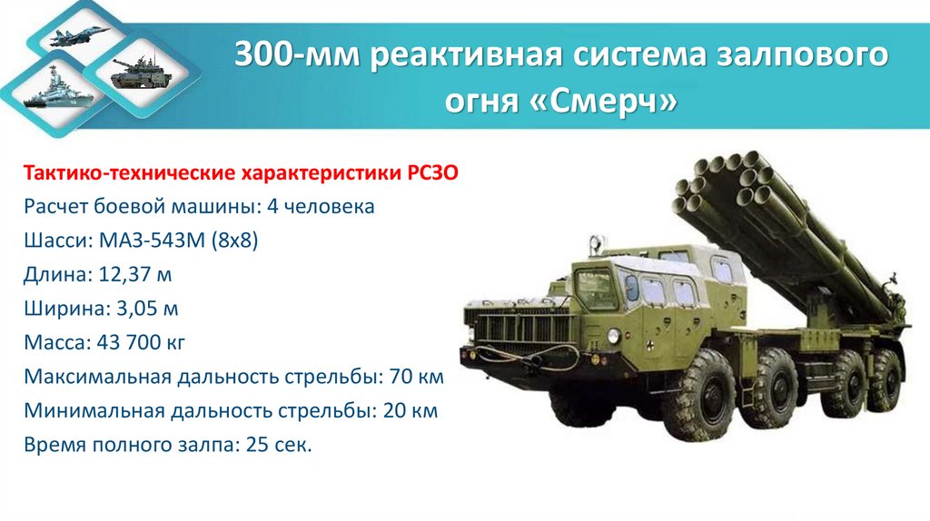 300-мм реактивная система залпового огня «Смерч»