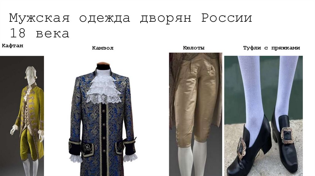 Мужская одежда дворян России 18 века