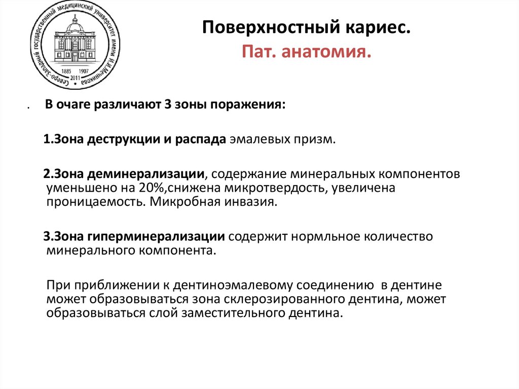 Поверхностный кариес. Пат. анатомия.