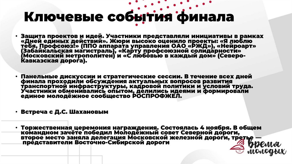 Ключевые события финала