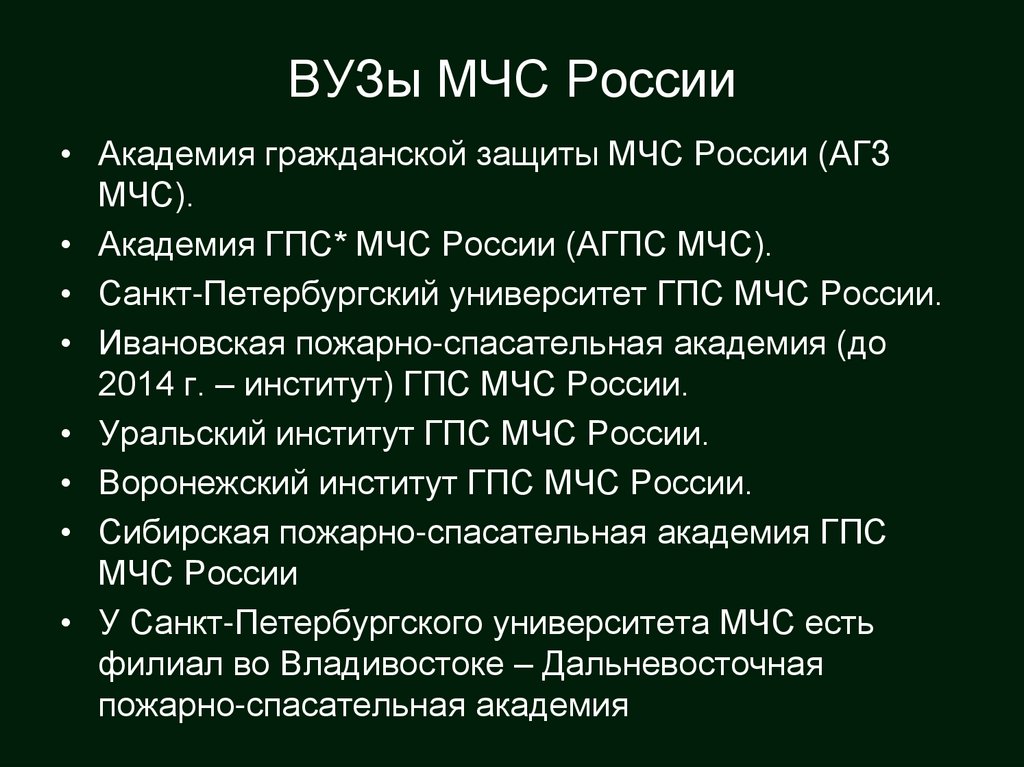 ВУЗы МЧС России