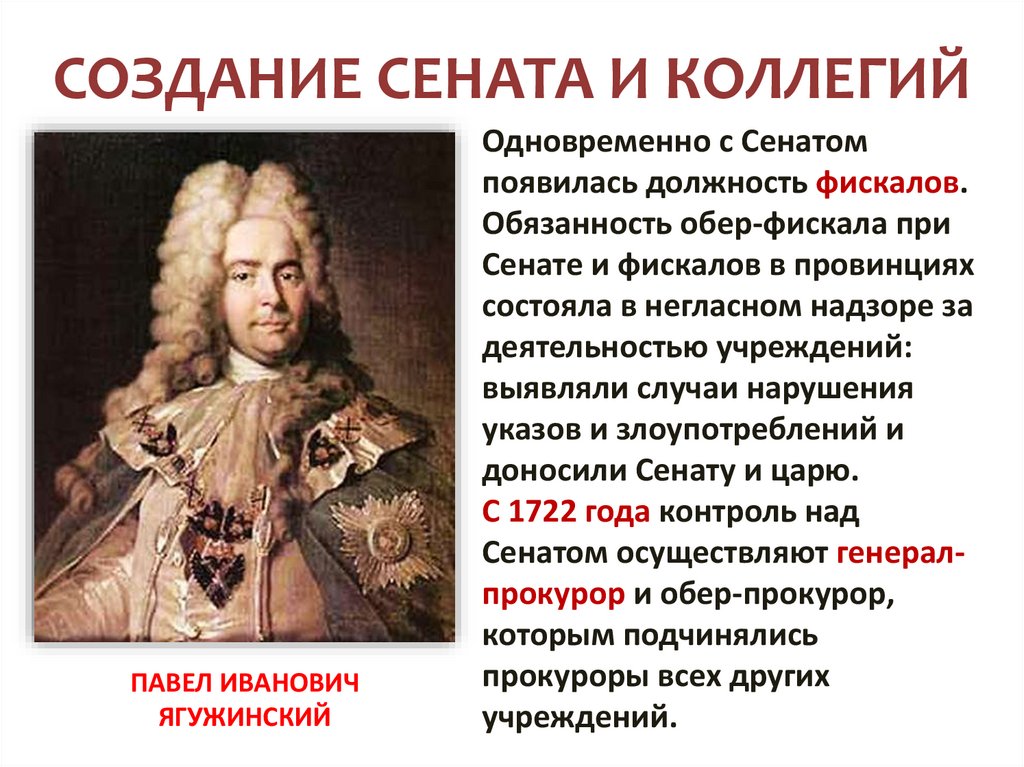 СОЗДАНИЕ СЕНАТА И КОЛЛЕГИЙ