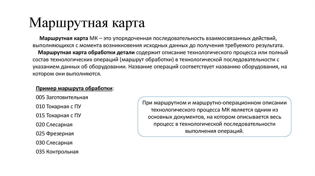 Маршрутная карта