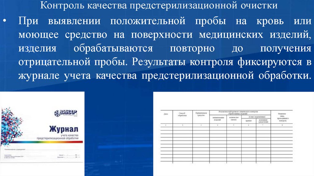 Контроль качества предстерилизационной очистки