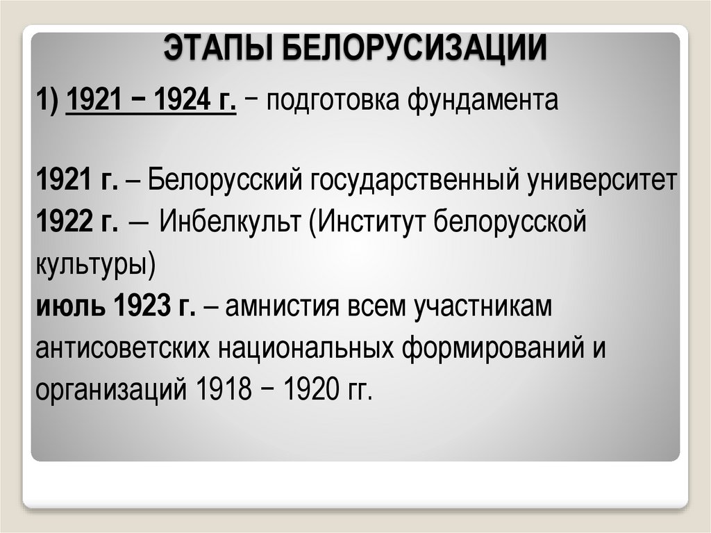 ЭТАПЫ БЕЛОРУСИЗАЦИИ