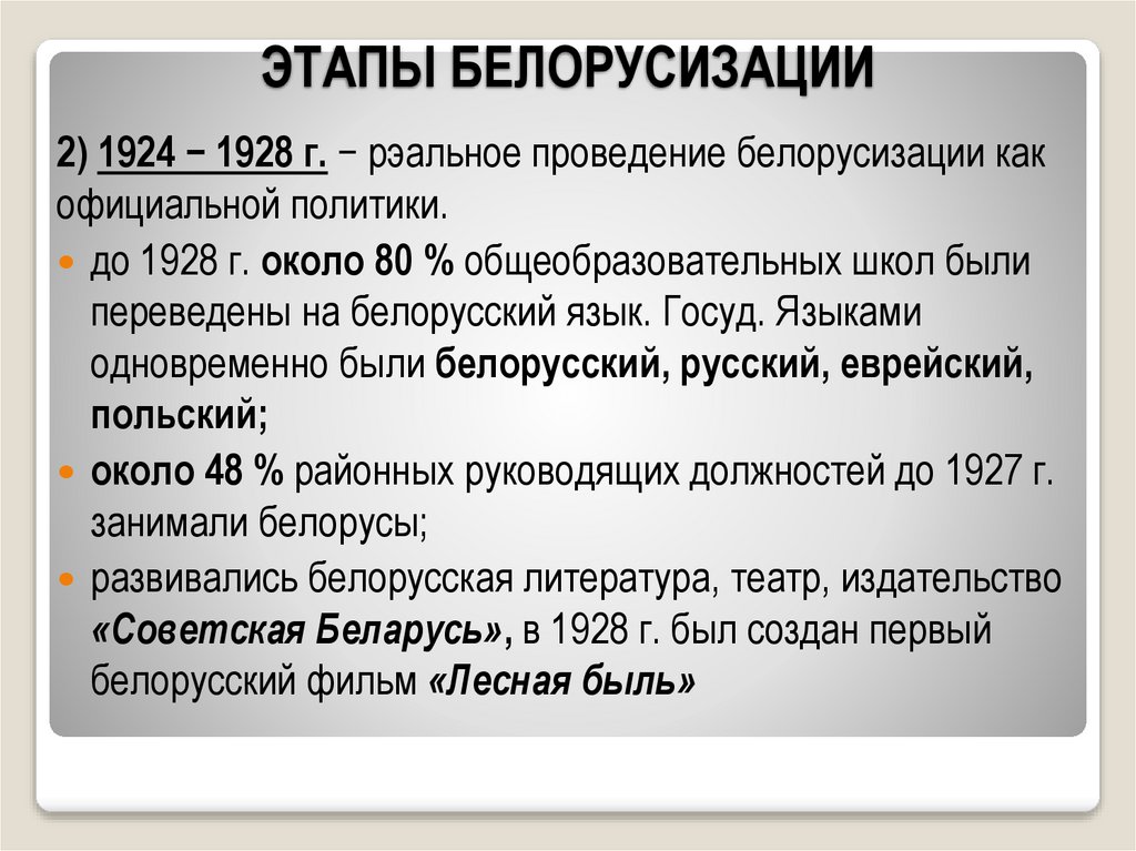 ЭТАПЫ БЕЛОРУСИЗАЦИИ