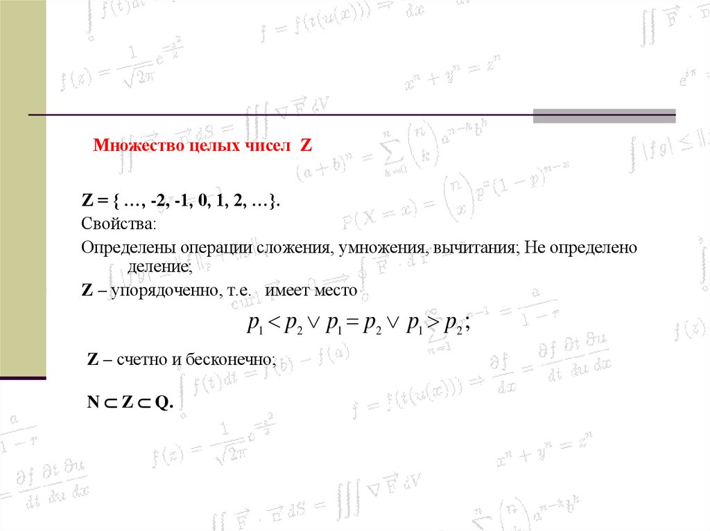 Множество целых чисел Z