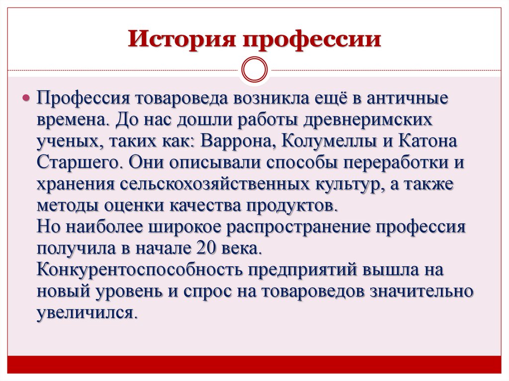 История профессии
