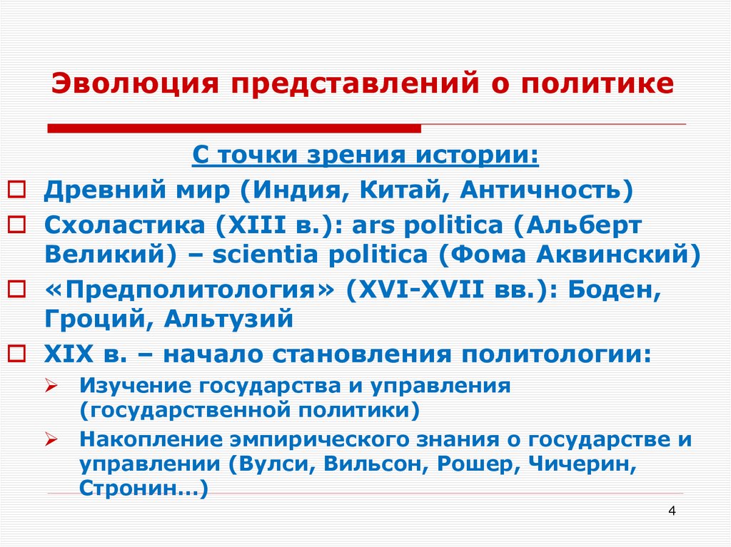 Эволюция представлений о политике