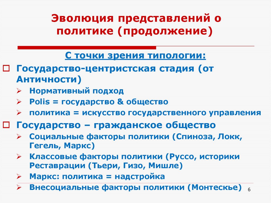 Эволюция представлений о политике (продолжение)